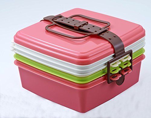 T-world Colors stack type picnic case square type (large) 3 stage pink 4004 NEW_2