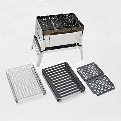 sho's compact bonfire grill B-6kun 4-piece set / SHO-0004-10-25-38 Silver NEW_1