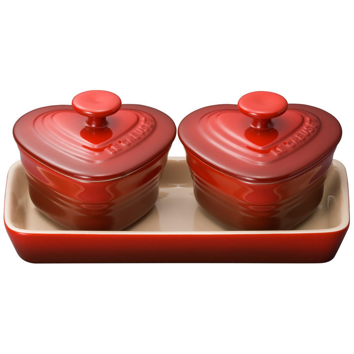 Le Creuset Ramkan Damour Set Cherry Red 0778 Stoneware ‎910223-00-06 from Japan_1