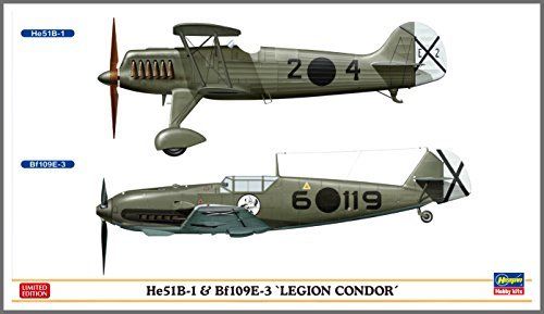 Hasegawa 1/72 He51B-1 & Bf109E-3 Condor Legion Model Kit NEW from Japan_1