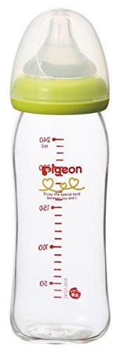 Pigeon breast milking feeling bottle bottle heat resistant glass light green_2