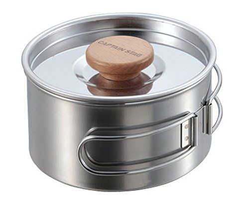 CAPTAIN STAG UH-4207 Stainless Steel Pot 12cm with Plate Outdoor Cookware NEW_2