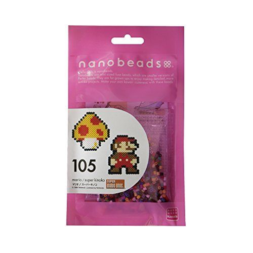 Kawada Nano Beads 105 Super Mario Bros. MARIO / SUPER MUSHROOM Perler Beads Kit_1