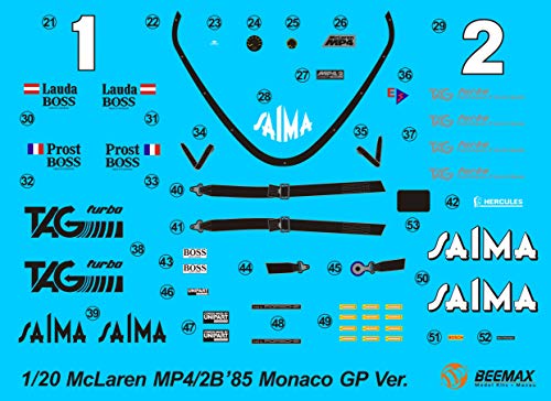 AOSHIMA 1/20 BEEMAX Series No.9 McLaren MP4/2B 1985 Monaco Grand Prix model kit_8