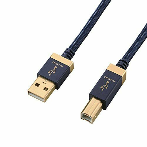 Elecom USB Cable 1m For Audio Music USB2.0 A to B Gold Plated Connector Navy NEW_1