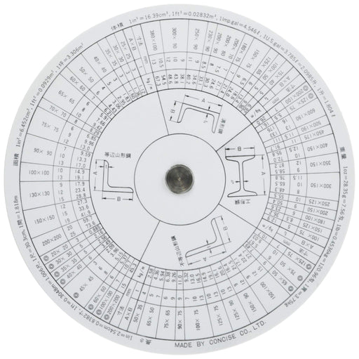 Concise 100843 Ruler Circular Slide Rule Weight Calculator Diameter 106mm NEW_2