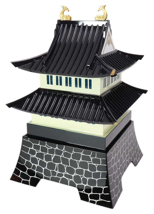 Japanese castle style 3-tier Bento Lunch box 7-427-13 18x18x28cm Lacquer NEW_1