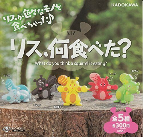 KADOKAWA squirrel, what ate All 5 set Gashapon mascot capsule Figures NEW_1