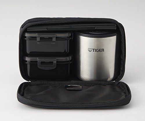 Tiger thermos bottle bento box Bowls About 2.3 cups Black with pouch LWY-E461-K_2