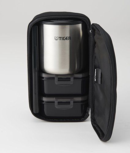 Tiger thermos bottle bento box Bowls About 2.3 cups Black with pouch LWY-E461-K_3
