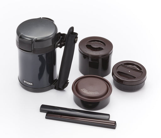 Tiger Thermos Stainless Steel Lunch Box Vacuum Bento Box LWU-A172-KM Black NEW_1