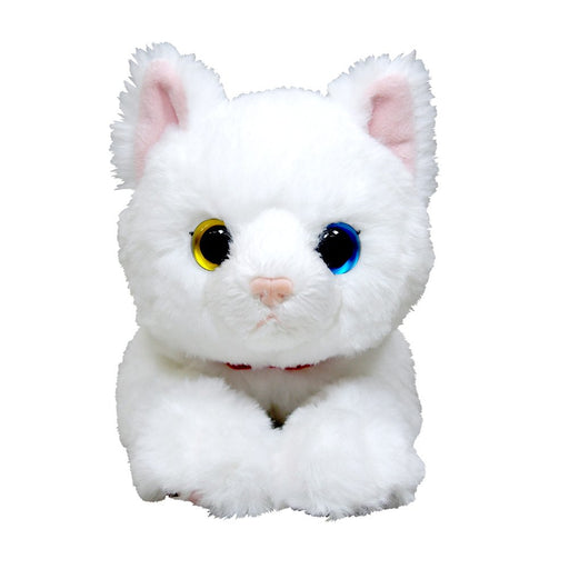 Hizaneko Cat Plush Doll on Lap Real-Feeling Size S 15cm White Cat ‎P-1982 NEW_2