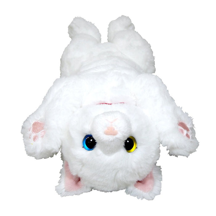 Hizaneko Cat Plush Doll on Lap Real-Feeling Size S 15cm White Cat ‎P-1982 NEW_5