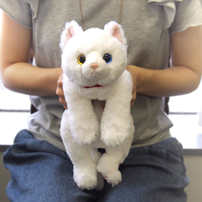 Hizaneko Cat Plush Doll on Lap Real-Feeling Size S 15cm White Cat ‎P-1982 NEW_6