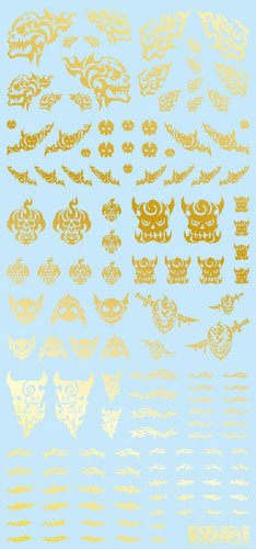 HiQparts Tattoo Decal 02 Skull Gold 1 Piece for Plastic Model Decal TTD-02-GLD_1
