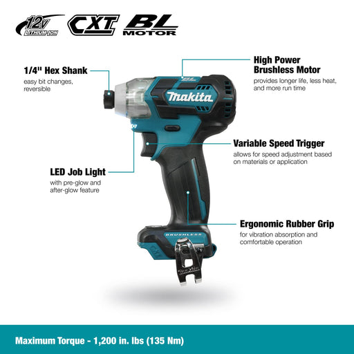 Makita Rechargeable Impact Driver 10.8V torque 135Nm Blue [Body Only] TD111DZ_2