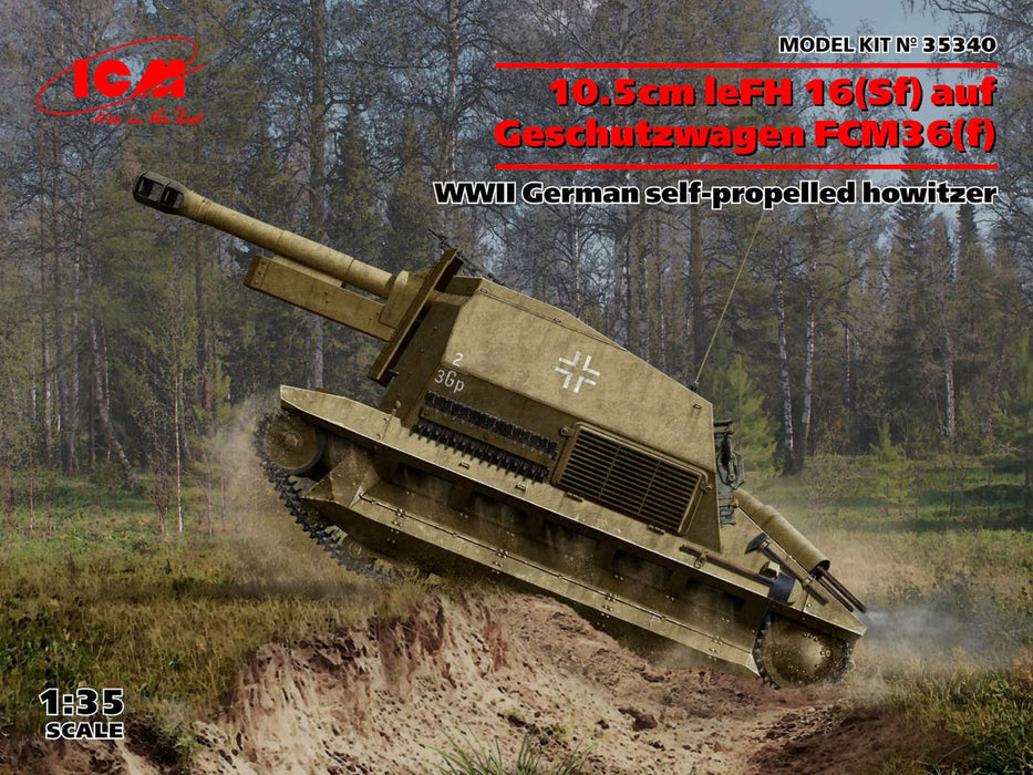 ICM 1/35 10.5cm leFH 16(Sf) auf Geschutzwagen FCM36 (f) Model Kit ICM35340 NEW_2