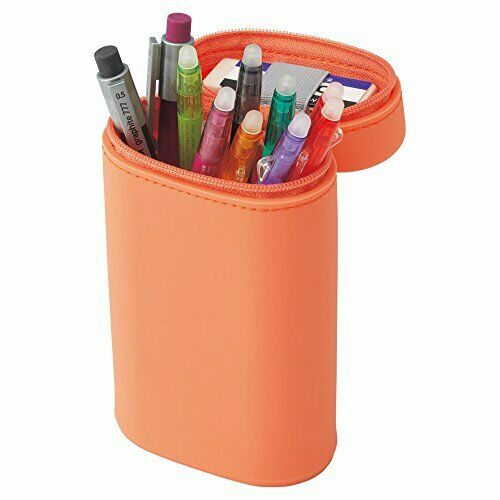 LIHIT LAB A7694-4 SMART FIT ACTACT Stand Pen Case Oval Type Orange NEW_2