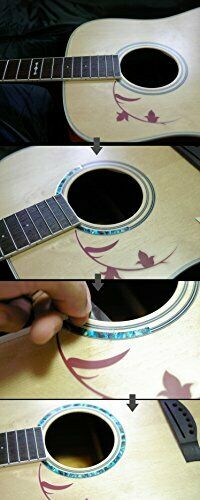 JAKAMOU Rosette Stripe Abalone Blue Purflinng hole Inlay Sticker Decal Guitar_4