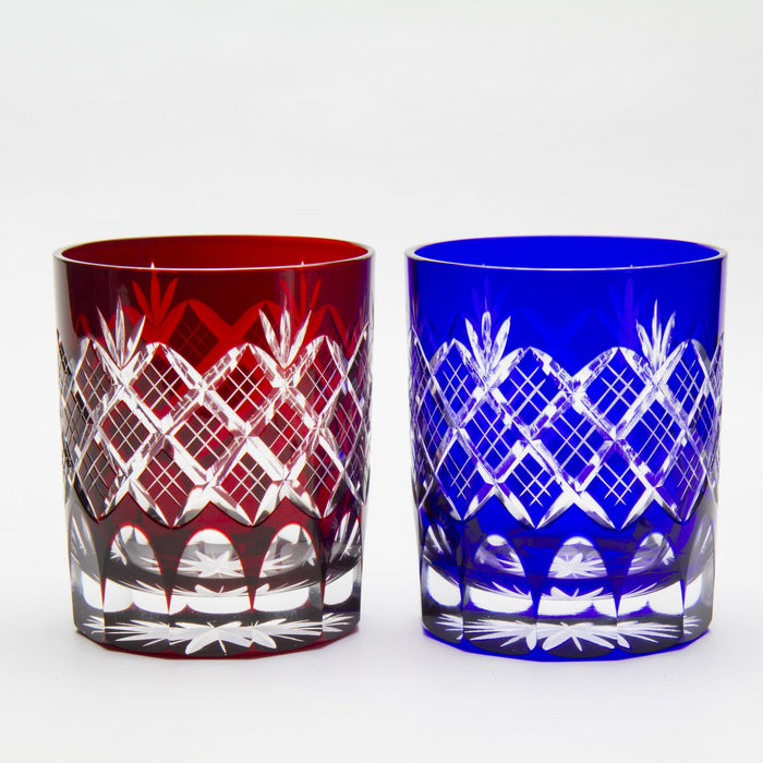 Tajima glass Edo Kiriko piled Yarai Patterns Kikusoko Old glass pair TG04-24-2_2