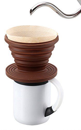 CAPTAIN STAG UW-3508 Silicon Coffee Dripper Brown Outdoor Goods NEW from Japan_4
