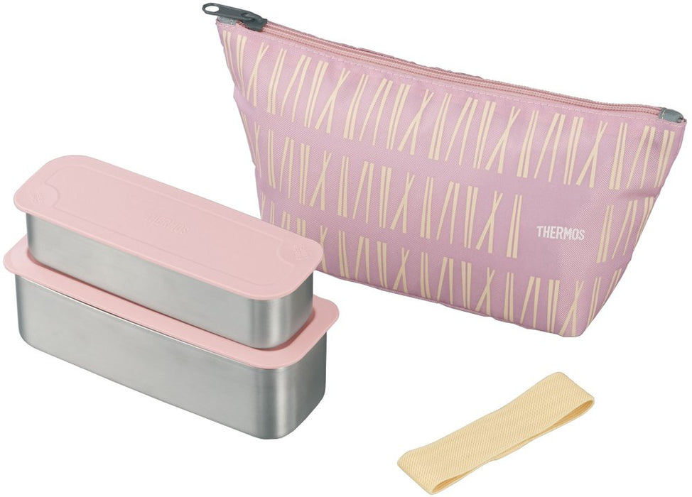 Thermos Fresh Lunch Box 2-stage Momo (Pink) DSA-602W MOM w/ Dedicated pouch NEW_1