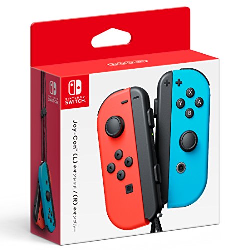 Joy-con (L) Neon Red + (R) Neon Blue Controller with Straps Nintendo Switch NEW_1