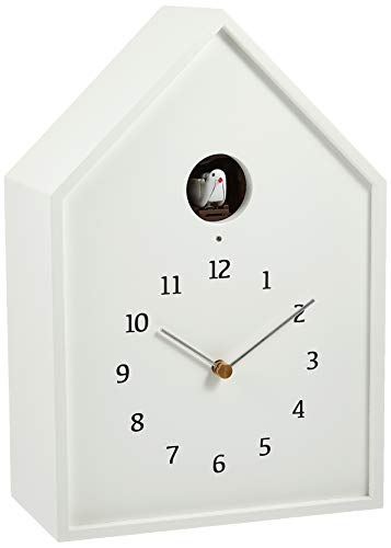 Lemnos Wall Clock Birdhouse Clock White Natural Plywood NY16-12 NEW from Japan_1