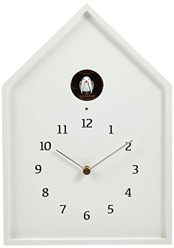 Lemnos Wall Clock Birdhouse Clock White Natural Plywood NY16-12 NEW from Japan_2