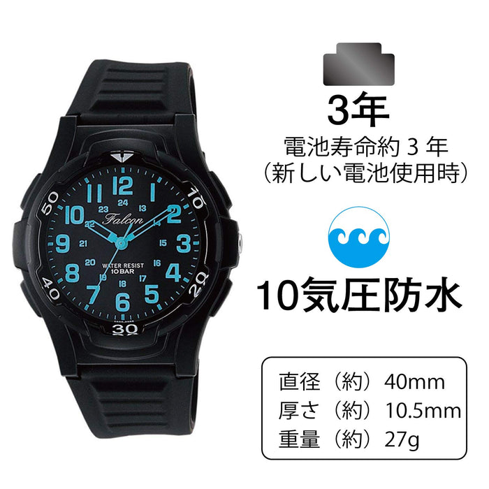 CITIZEN Q&Q VP84-852 Watch Falcon Analog 10ATM water resistant Black Blue NEW_4