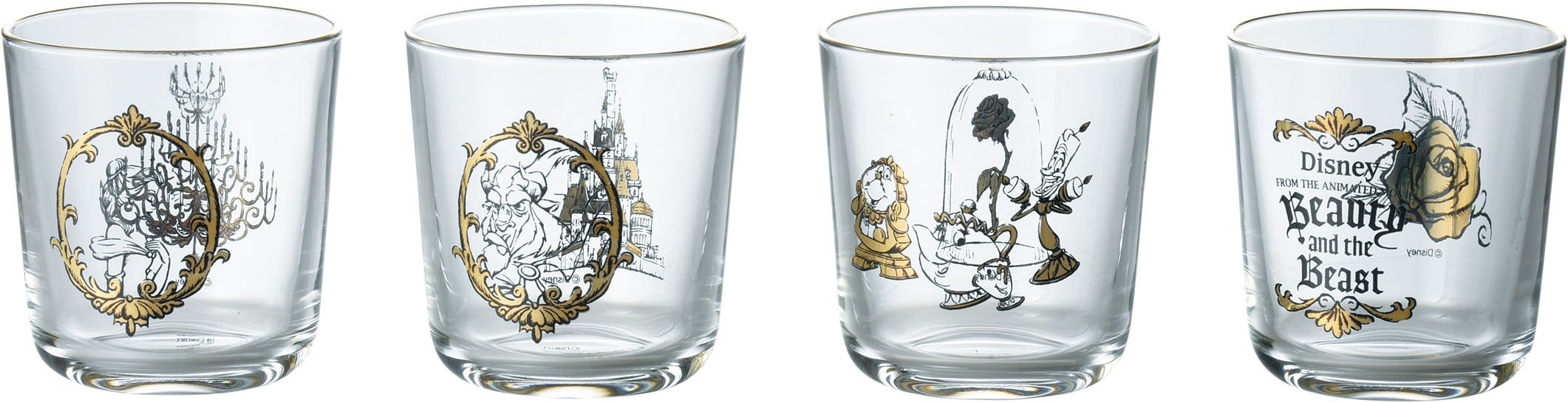 Disney Beauty and the Beast Glass Set of 4 Pieces 51079 8xH8cm 240ml in Box NEW_1