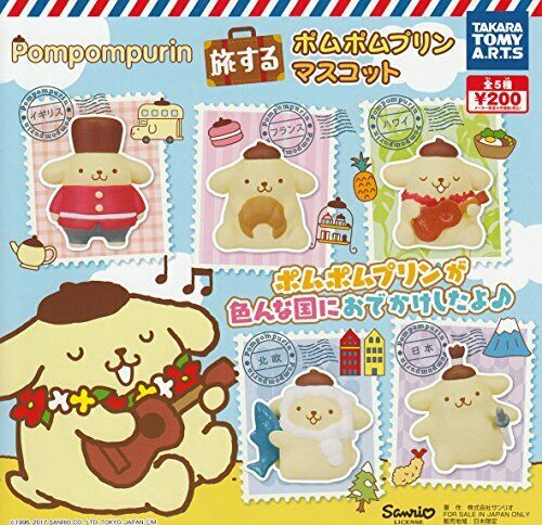 Traveling Pomupomu pudding All 5 set Gashapon mascot capsule Figures NEW_1