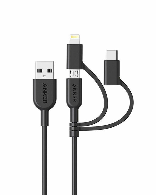 Anker PowerLine cable Lightning 0.9m Black II 3-in-1 USB -C Micro cable NEW_1