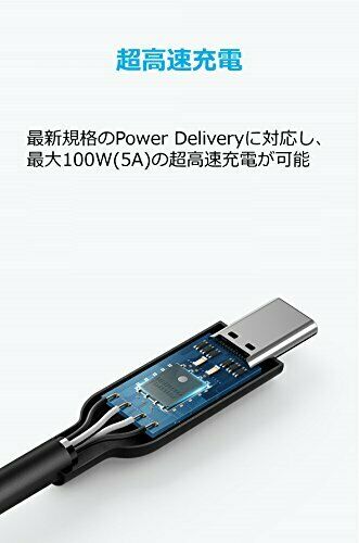Anker PowerLine cable 0.9m black II USB-C USB-C 3.1 Gen2 Power NEW from Japan_4