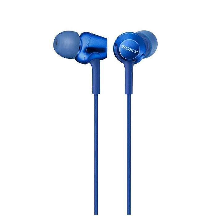 SONY MDR-EX255AP Closed Dynamic In-Ear Headphones In-Line Remote Mic Blue NEW_1