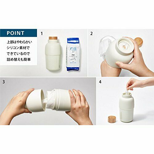 ideaco Ideako wet tissue case Mochibin Sand White NEW from Japan_5