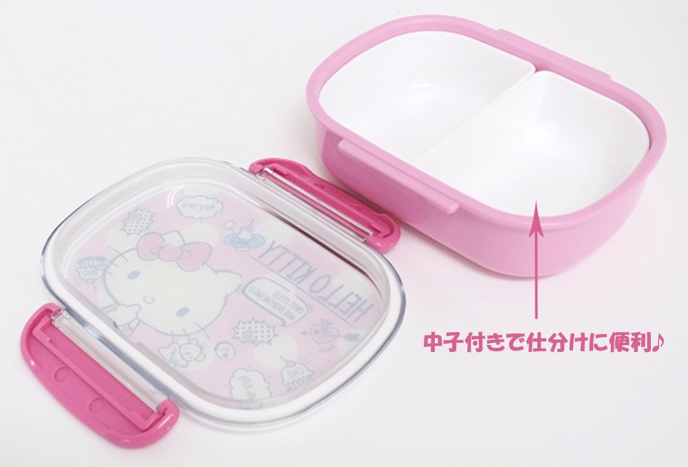 OSK Hello Kitty Lunch box with partition box PCR-7 Made in Japan Dishwasher Safe_2