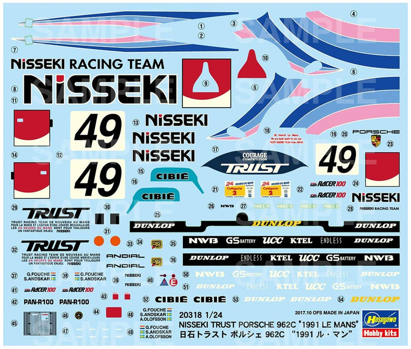 Hasegawa 1/24 Nisseki trust Porsche 962C 1991 Le Mans HA20318 plastic model kit_5