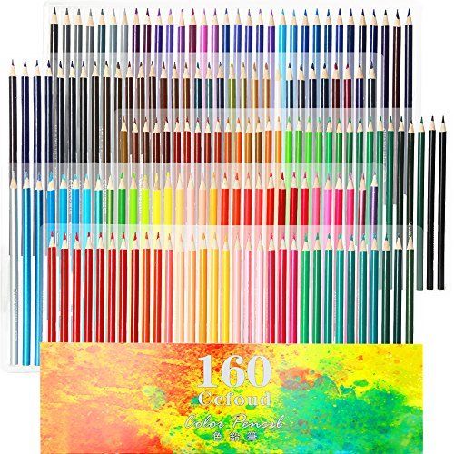 Oily colored pencils 160 color set with pencil sharpener with eraser NEW_1