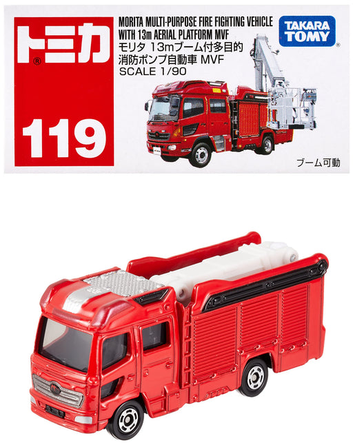 Takara Tomy Tomica 119 Morita Fire Fighting MVF w/13m Boom Miniature Model Car_1