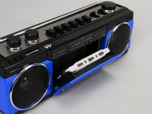 SANSUI Bluetooth Radio Cassette Recorder SCR-B2BL Blue MP3 SD Card NEW_3
