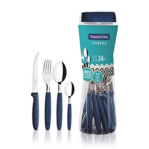 TRAMONTINA Table Wear Ipanema 24 piece set blue lightweight 23399/191 NEW_1