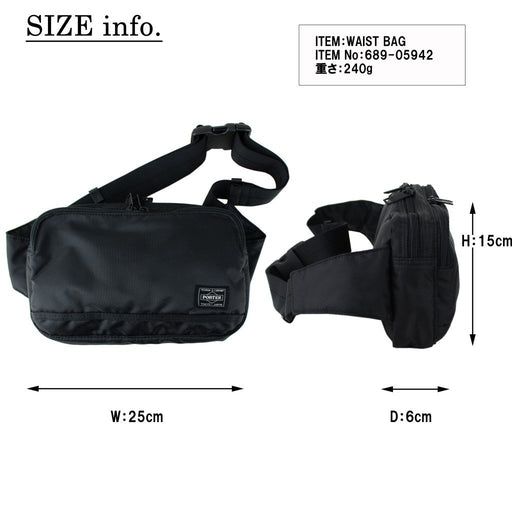 Yoshida Bag PORTER FLASH WAIST BODY BAG Black 689-05942 MADE IN JAPAN Nylon NEW_2