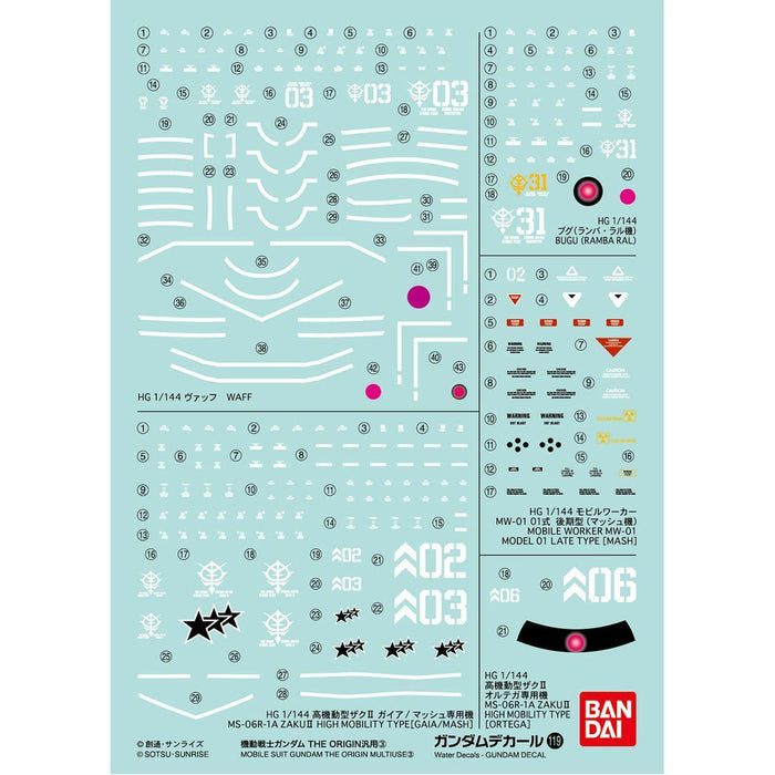 BANDAI GUNDAM DECAL No.119 Mobile Suit Gundam THE ORIGIN Multiuse 3 NEW_1