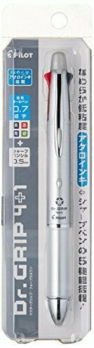 Pilot Dr. Grip 4+1 0.7mm 4-color ballpoint pen + 0.5mm Mechanical Pencil Silver_1