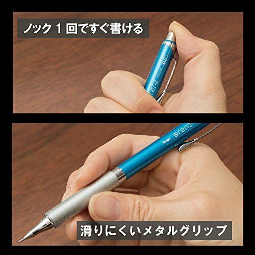 Pentel sharp pencil Oh lens metal grip XPP1005G-S 0.5 Sky Blue from Japan NEW_5