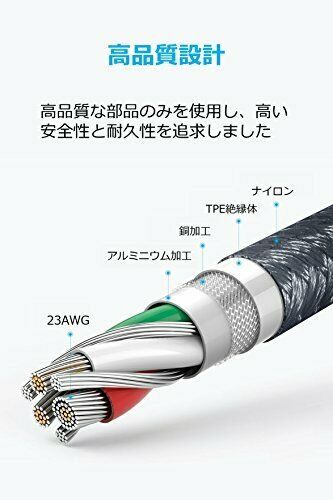 Anker PowerLine USB-C A 3.0 cable 1.8m 2pcs gray two Galaxy S9 S8 MacBook NEW_5