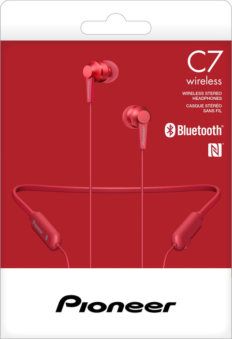 PIONEER C7 wireless Bluetooth Earphone SE-C7BT Red Canal type Notification Apps_2