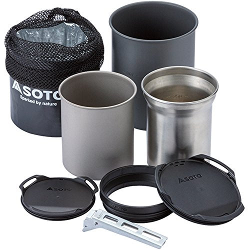 SOTO SOD-521 Thermostack Combo Cooker Cooking Mug Outdoor Black NEW from Japan_1