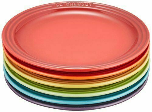 Le Creuset Round Plate Heat Resistant Pottery LC 18cm (6 sheets) Rainbow NEW_2